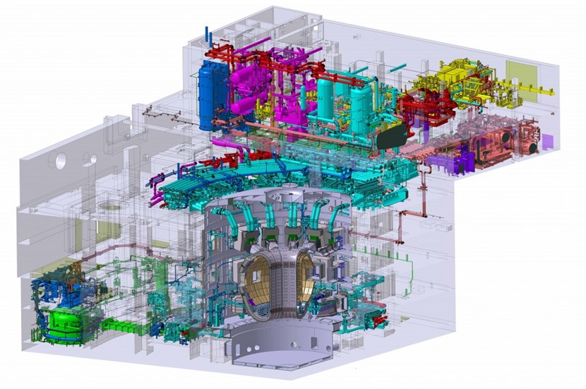 ITER will be equipped with a cooling water system to manage the heat generated during operation. Heat recuperated by the Tokamak cooling water system (pictured) will be transferred to secondary systems and then to the heat rejection system. (Click to view larger version...)