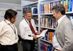 Saroj Das, ITER librarian; Dhiraj Bora, chairman of the Publication Board and DDG director of CODAC, Heating & Diagnostics; and Daniele Parravicini, DOC section leader, are charged with ensuring that—before publication—written material follows the proper approval channels.