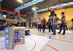 Victory is sweet: the high school team from Lycée Thiers in Marseille savours the reliable performance of its robot, baptized Bip-Bip.