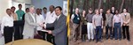 Left: ITER's Norbert Holtkamp and ITER-India's Shishir Deshpande sign the Cooling Water System Procurement Arrangement. Right: Members of the ITER Cooling Water Systems Section. 