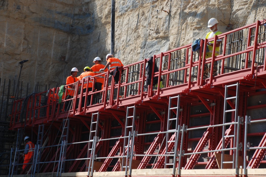 Work on the retaining walls
