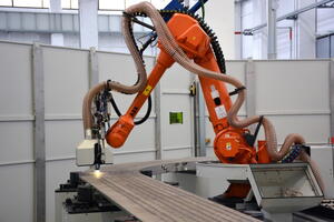 Welding robots in action in La Spezia, Italy