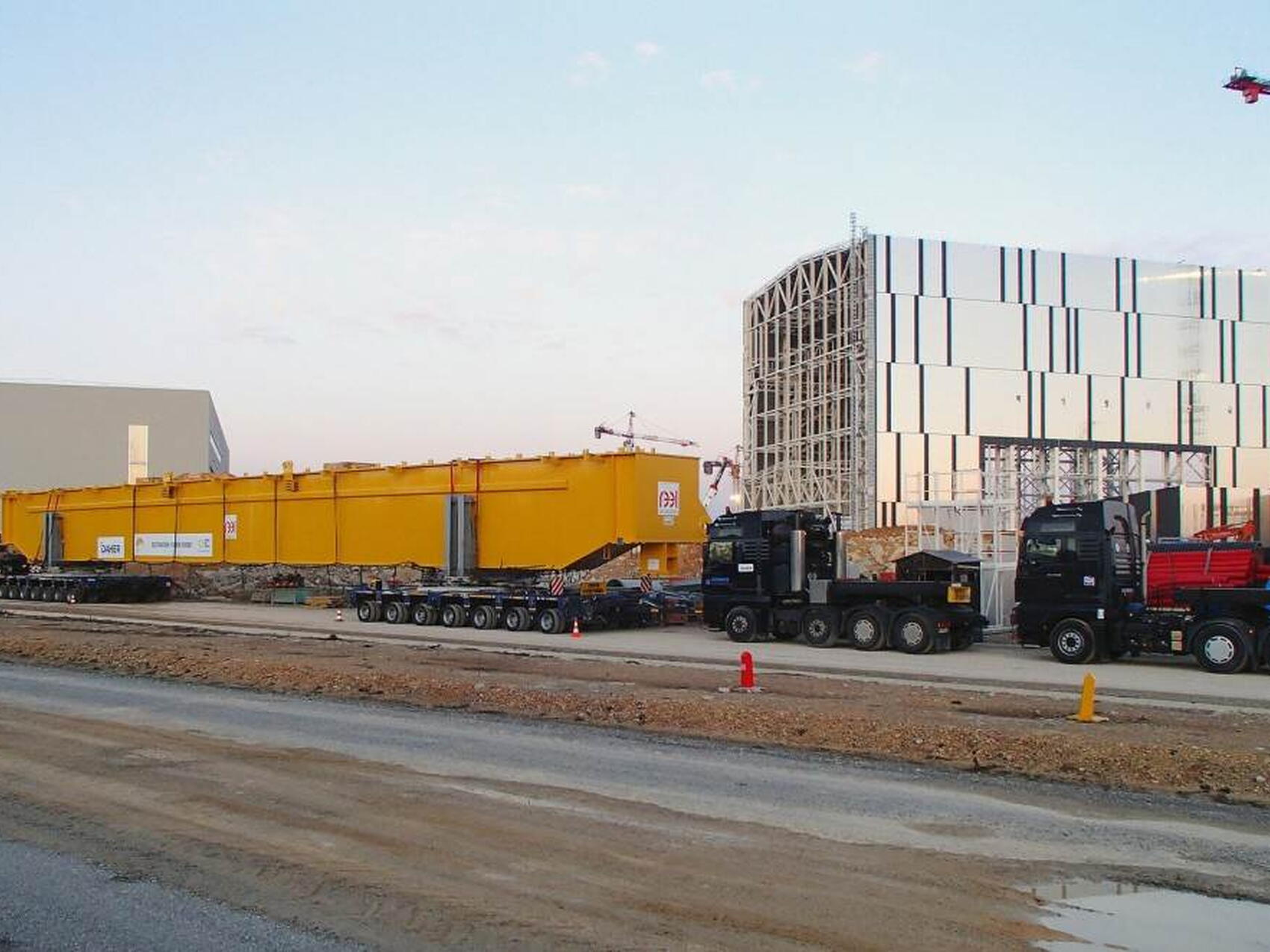 First crane beam on site