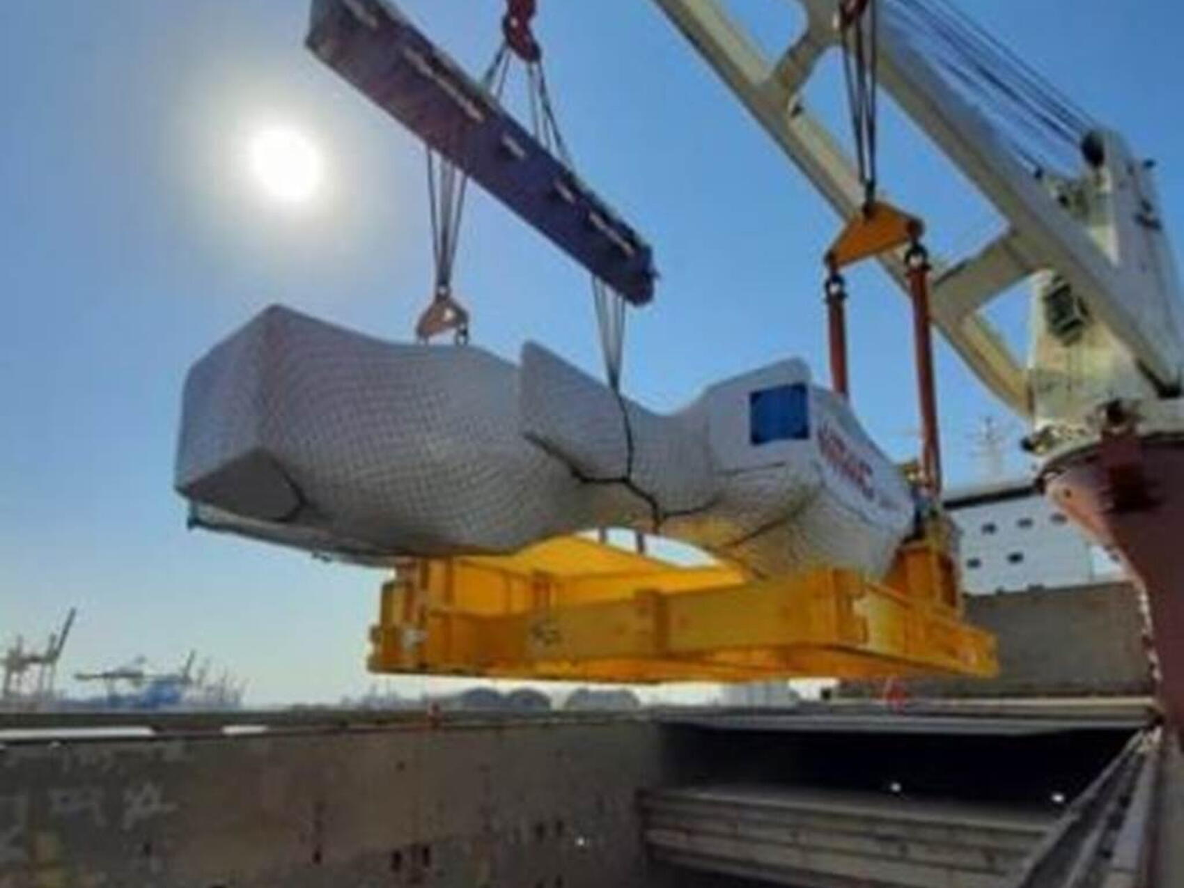 D-shaped coil leaving Marghera, Italy