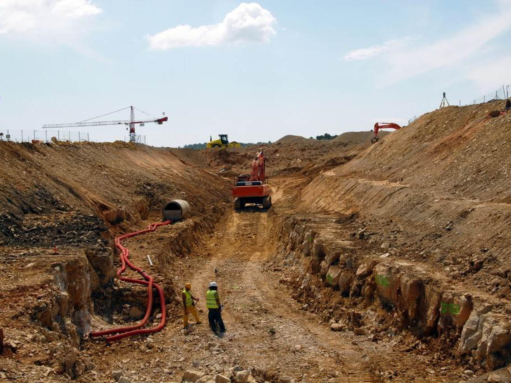 Trenches crisscross the site