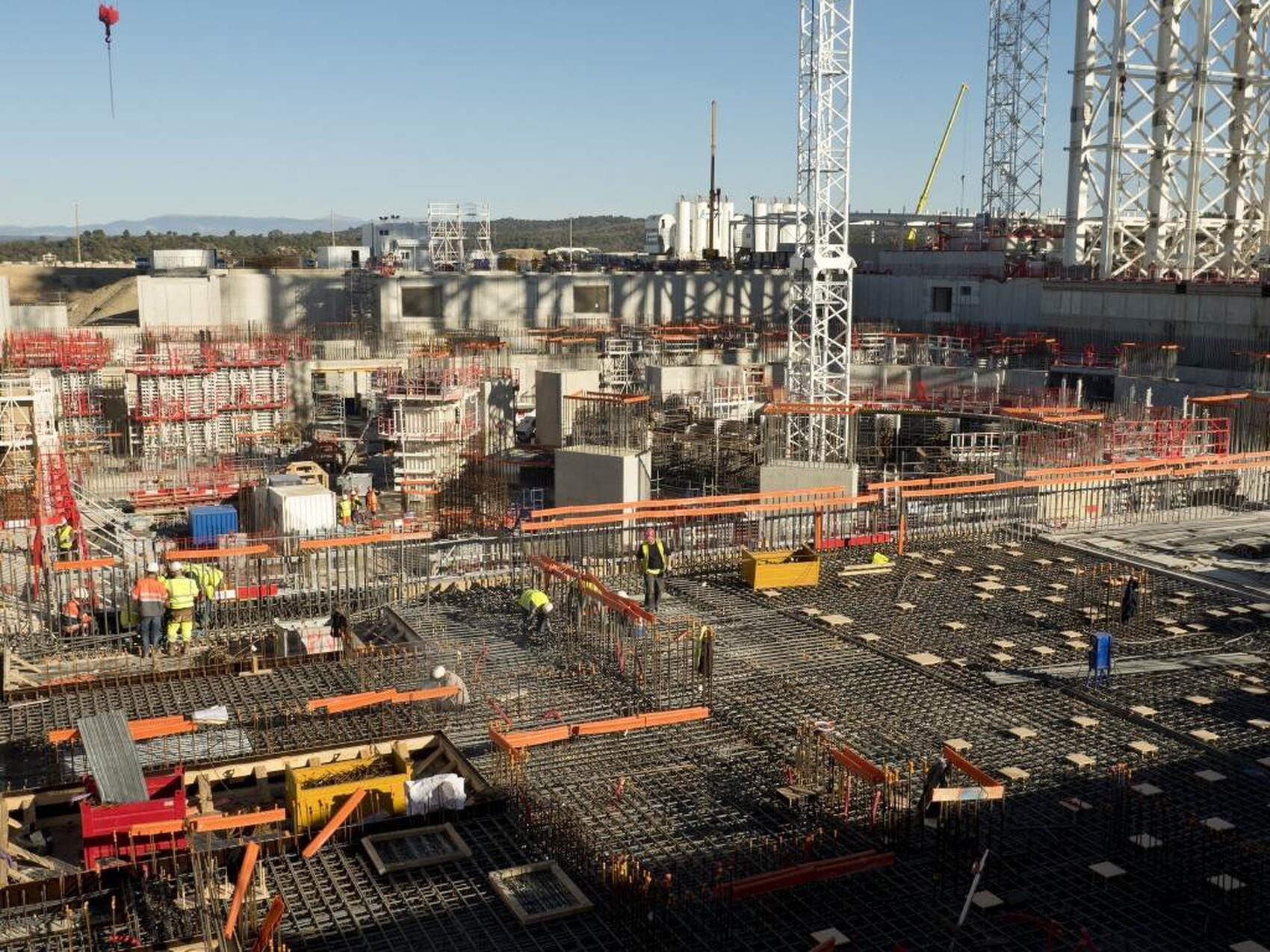 Reinforcement and concrete pouring progress for the Diagnostics Building