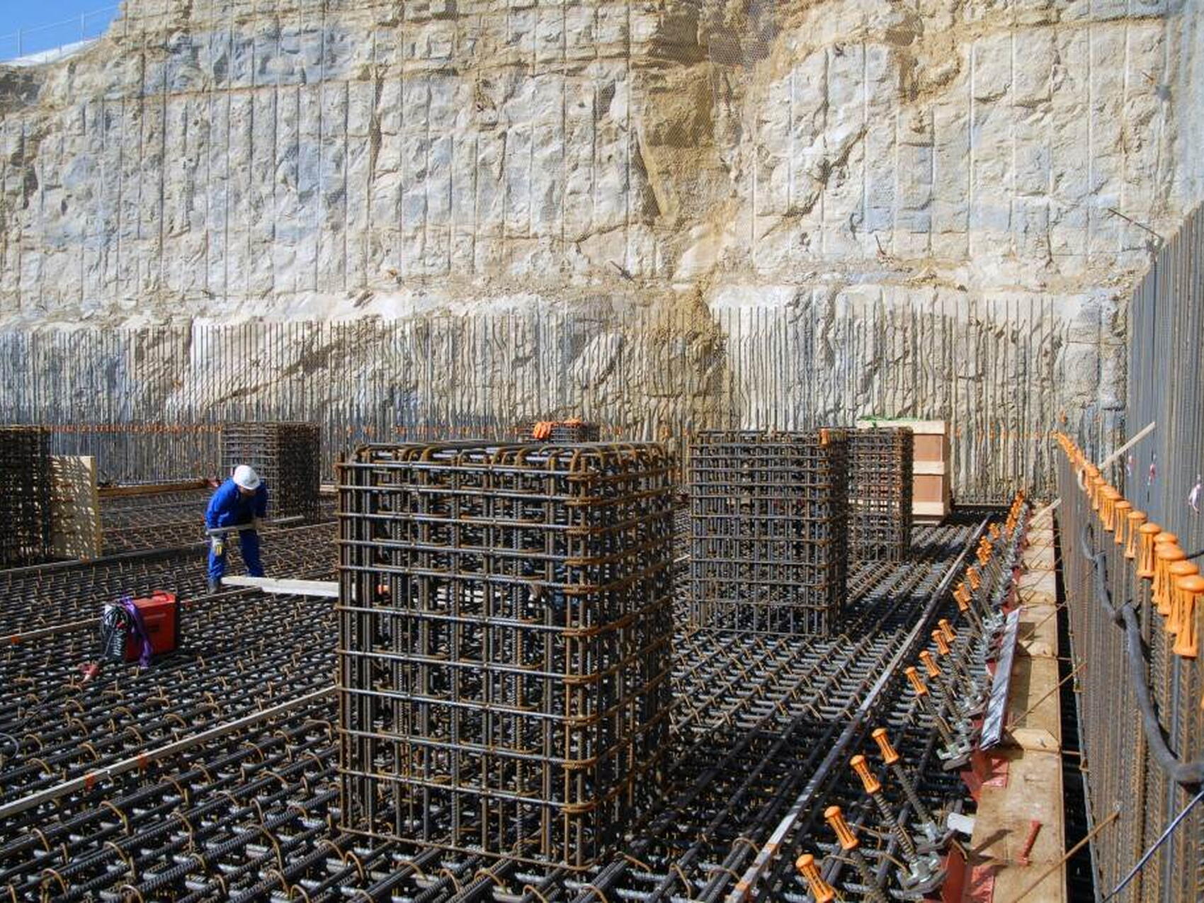 Préparation des colonnes de béton