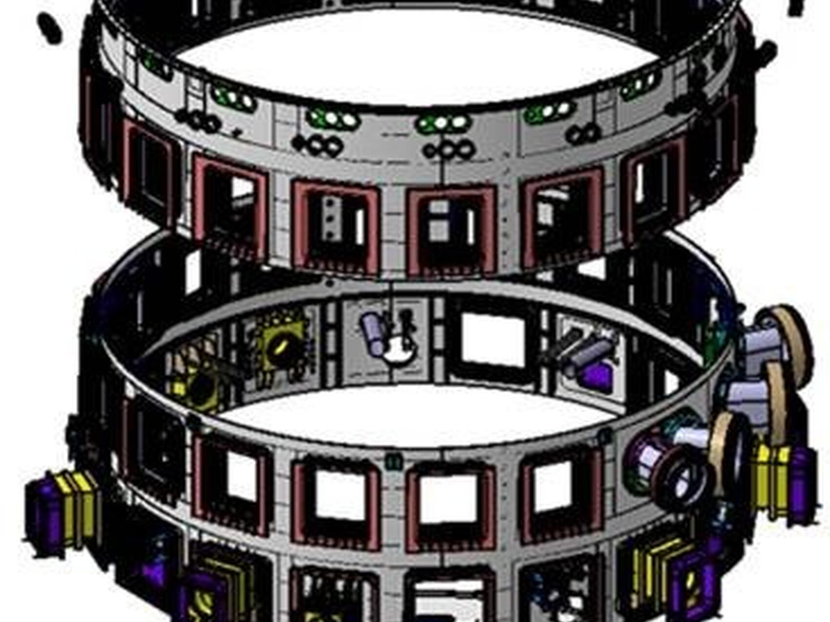 The four sections of the cryostat